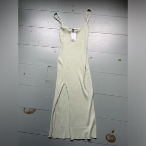H&M Ribbed Mint Green Midi Dress Medium